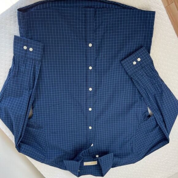 Michael Michael Kors Mens Size M 15 1/2 Blue Long Sleeve Button Down Shirt 32 33 - Picture 11 of 12